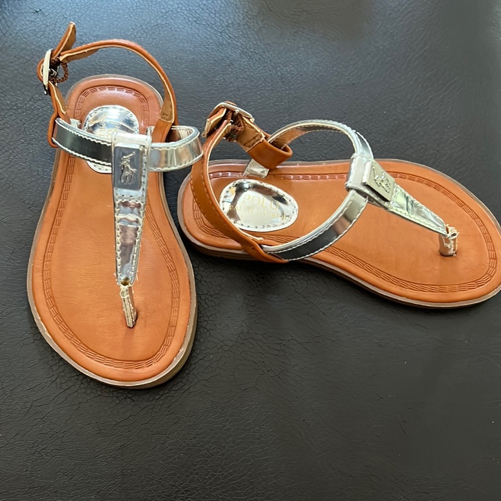 Polo toddler silver T-Strap sandals sz 6